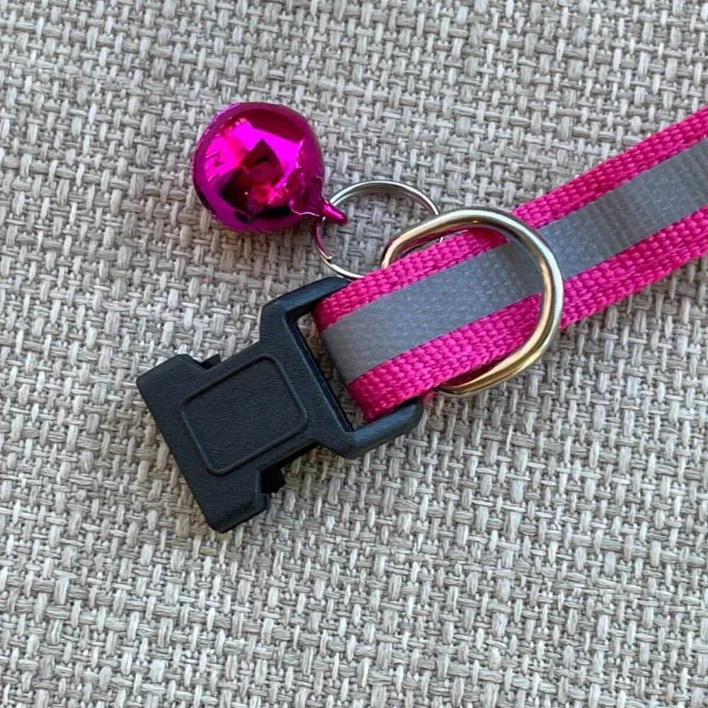 Cat Collar With Bell Rose Red Reflective Breakaway Nylon Cat Safety Collar Adjus